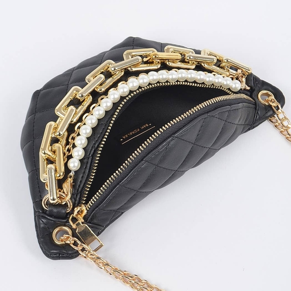 Pearls & Chains Quilted Fanny Pack Crossbody - Picture 3 of 5